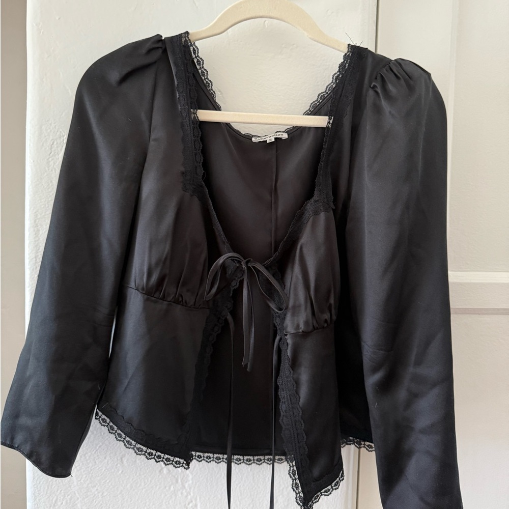 Reformation Black Silky Top
